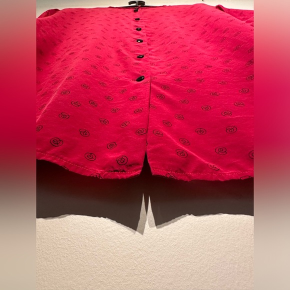 Vintage Christian Dior 100% Silk Red Rose Blouse - Picture 5 of 10